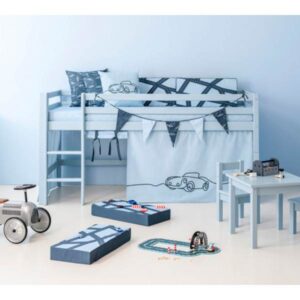 Hoppekids ECO Dream halvhøj seng - Dream blue m. skummadras